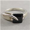 Image 1 : Sterling Silver Ring with Black Onyx Stone Size 8