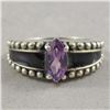 Image 1 : Sterling Silver Ring with Amethyst CZ Crystal Size 9
