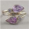 Image 1 : Sterling Silver Ring with Amethyst CZ Crystal Size 6