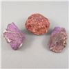Image 3 : Set of 2 Raw Purpurite Crystals & 1 Raw Red Quartz Crystal