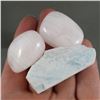 Image 1 : Set of 2 Pink Calcite Crystals & 1 Larimar Slice