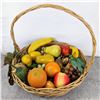 Image 1 : Vintage Imitation Fruit Basket with 3 "Japan" Ceramic Fruit