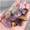 Image 2 : Lot of 4 Polished Amethyst, 4 Polished Tiger Eye & 2 Raw Pyrite Crystals