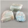 Image 1 : Set of 2 Raw Green Calcite Crystals & 1 Raw Blue Apatite Crystal