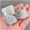 Image 2 : Set of 2 Raw Green Calcite Crystals & 1 Raw Blue Apatite Crystal