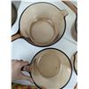 Image 6 : Set of 4 Visions Corningware Amber Glass Pots with 2 lids