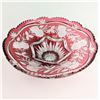 Image 2 : Bohemian Cranberry Cut Crystal Fruit Bowl 12" Circa 1900s