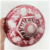 Image 4 : Bohemian Cranberry Cut Crystal Fruit Bowl 12" Circa 1900s
