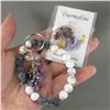 Image 2 : Rainbow Tourmaline Pendant, Howlite and Spiderweb Agate Bracelet and Amethyst Key Chain