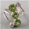 Image 1 : 925 Sterling Silver Ring "Peridot" CZ Crystal - Size 6
