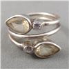 Image 1 : 925 Sterling Silver Ring "Citrine" CZ Crystal - Size 6