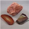 Image 1 : 1 Red Jasper Specimen & 2 Agate Slices - Brazil