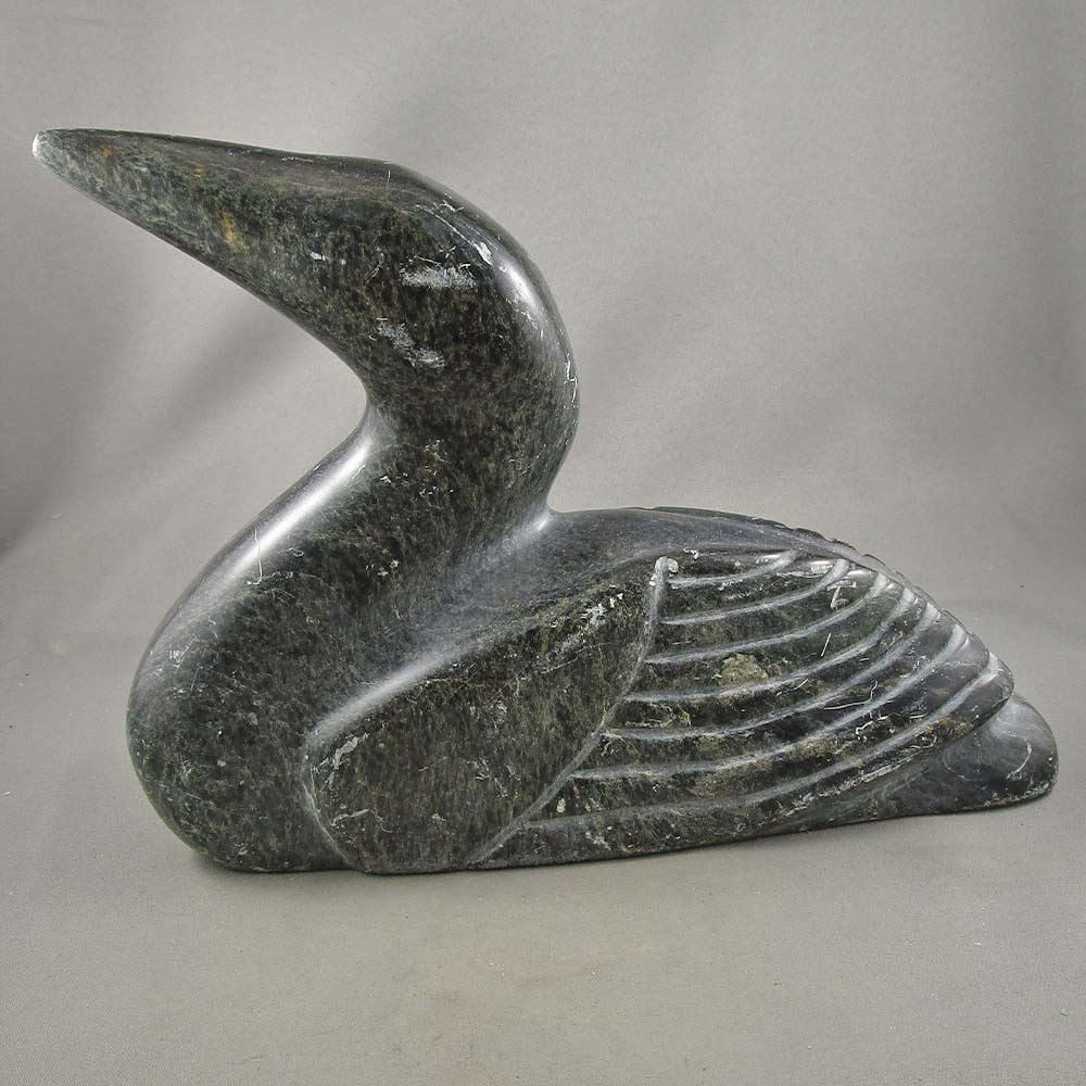 Soapstone Carving Loon Signed Artist Stanley Monias