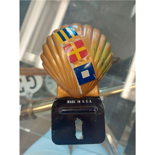 1940'S SHELL OIL LICENSE PLATE TOPPER