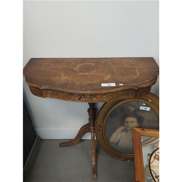 VINTAGE CARVED WOOD WALL TABLE
