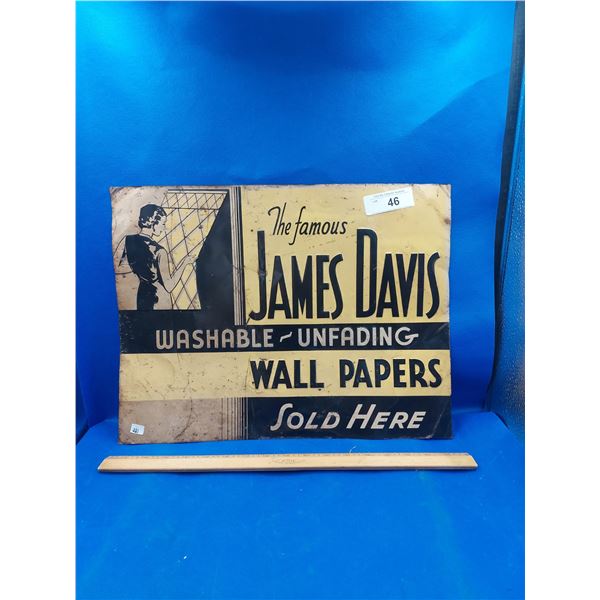 1930'S JAMES DAVIS WALLPAPERS TIN TACKER SIGN