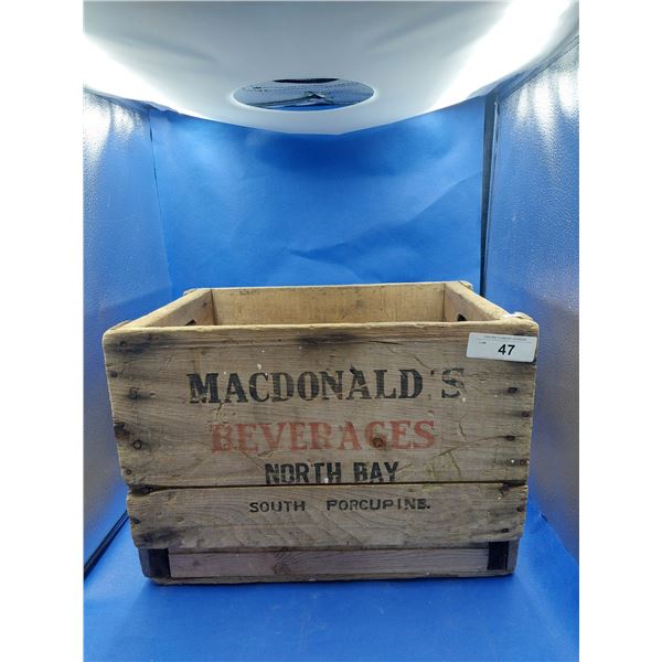 VINTAGE MACDONALD'S BEVERAGES WOODEN CRATE