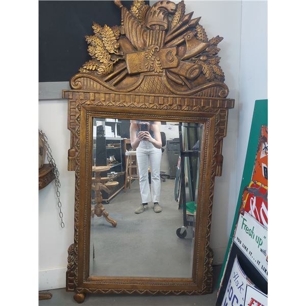 LARGE BEVELLED GLASS MIRROR IN ORNATE FRAME