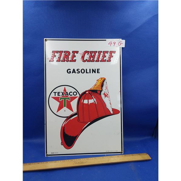 PORCALAIN TEXACO FORECHIEF SIGN 1986