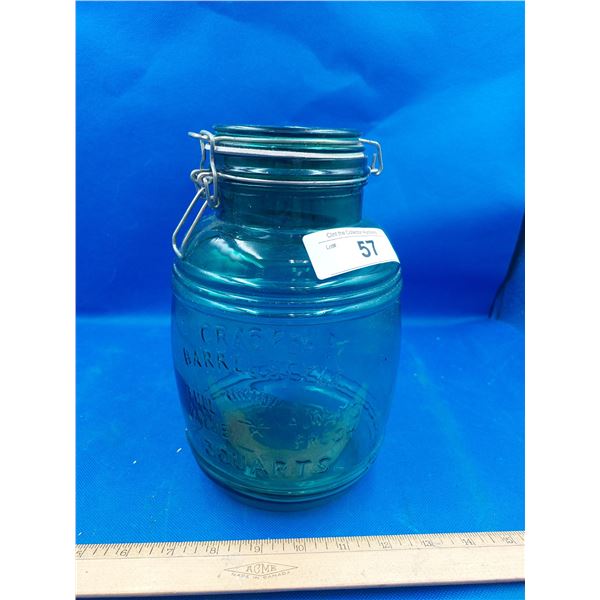 VINTAGE CRACKER BARREL GLASS BISCUIT JAR