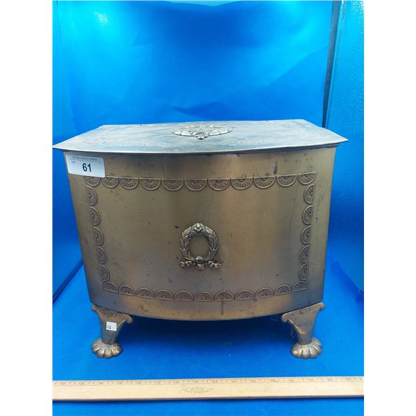 EARLY CLAWFOOT BRASS COAL BOX