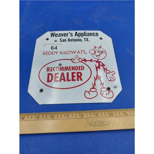 WEAVER'S APPLIANCE/REDDY KILOWATT PORCELAIN SIGN