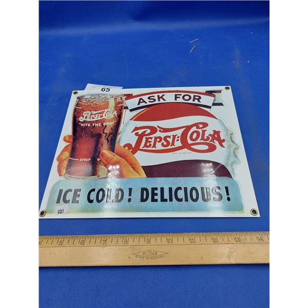 PEPSI COLA ICE COLD PORCELAIN SIGN