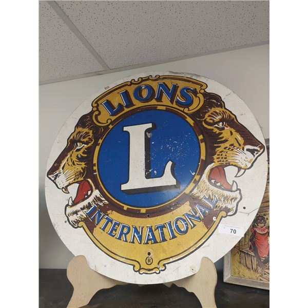 LARGE VINTAGE LION'S CLUB METAL SIGN