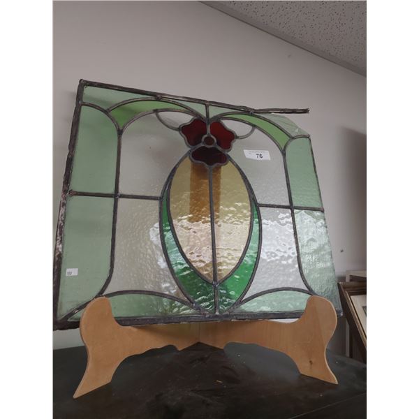 ANTIQUE FIVE COLOUR STAINED GLASS WINDOW
