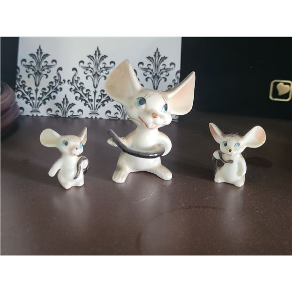 CUTEST BIG EARED MICE PORCELAIN FIGURINES
