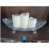 Image 1 : LARGE HEAVY CRYSTAL CANDY DISH (COMES WITH LED CANDLES)