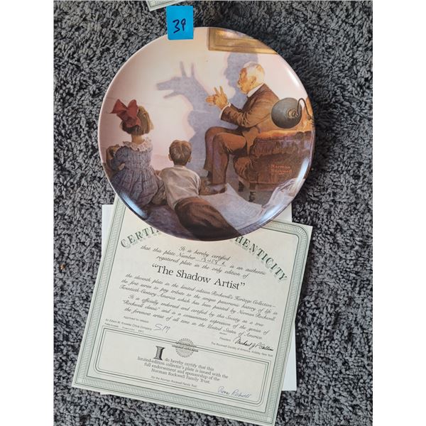 THE SHADOW ARTIST NORMAN ROCKWELL COLLECTOR PLATE