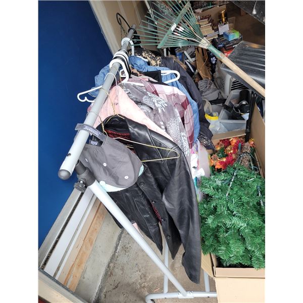 ROLLING CLOTHING RACK WITH CONTENTS