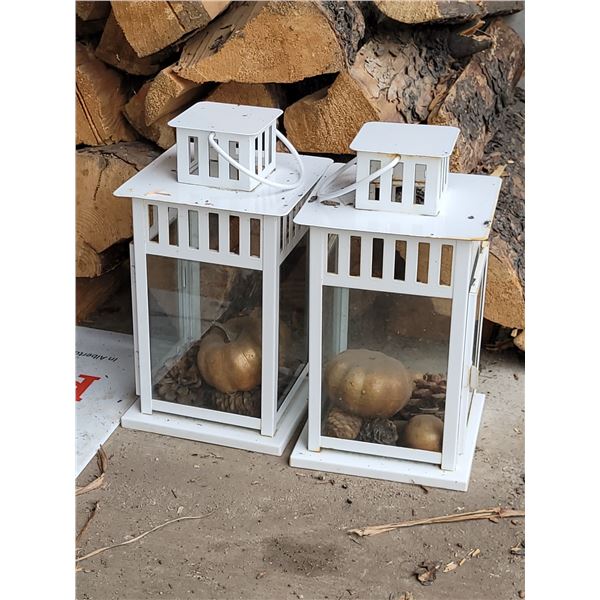 LOT OF 2 TALL OUTDOOR CANDLE LANTERNS | DECOR