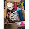 Image 1 : LARGE BIN OF CUPS, DISHES, MISC ITEMS