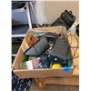 Image 1 : BOX OF TOOLS + MISC INLCLUDING VINTAGE PLAYERS TOBACCO TIN WITH HARDWARE
