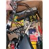 Image 3 : BOX OF TOOLS + MISC INLCLUDING VINTAGE PLAYERS TOBACCO TIN WITH HARDWARE