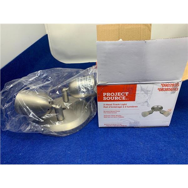 Project Source 2-Head Track Light, Brushed Nickel Finish (6.3in x 5.12in x 7.1in)