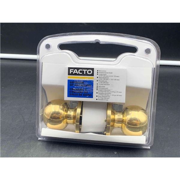 Facto Bedroom or Basement Latch, Polished Brass Finish