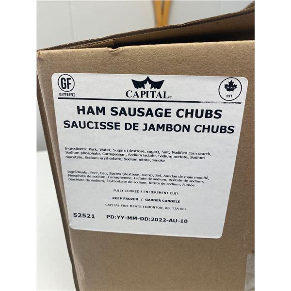 FROZEN - Capital Ham Sausage 125g chub x 27 per case bulk packed unwrapped