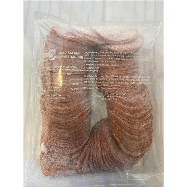 FROZEN - Sliced Pork Salami - Raised without Antibiotics - 1Kg