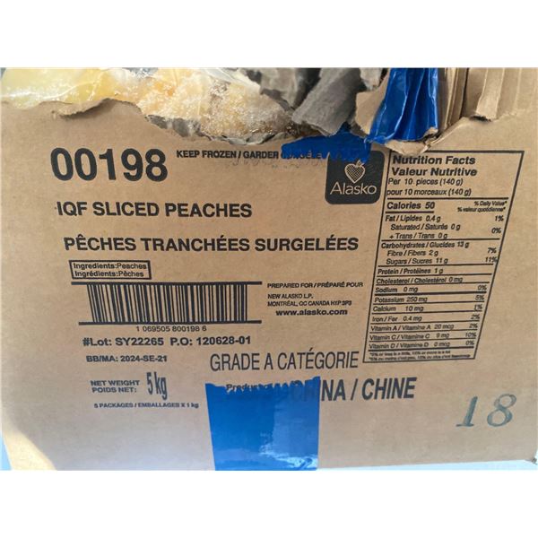 FROZEN - AlaskoÂ IQF Sliced Peaches - 11Â Lbs