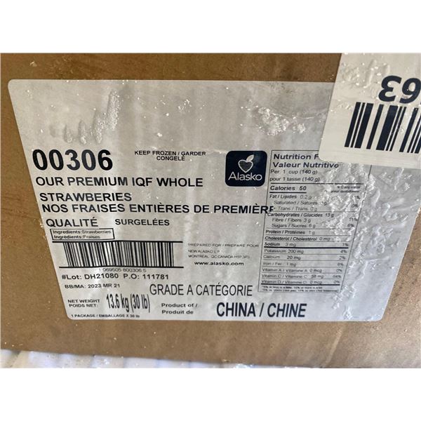 FROZEN - Alasko Premium IQF Whole Strawberries - 30 Lbs