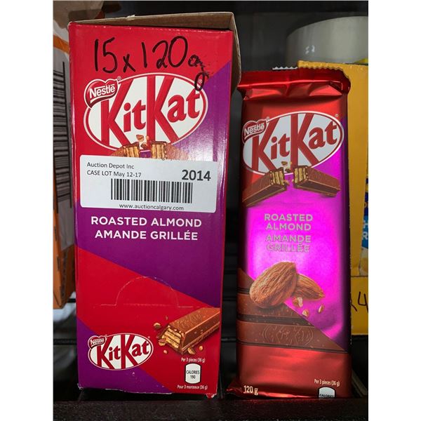 CASE LOT - Nestle KitKat Roasted Almond Chocolate Bar 15x120gÂ 