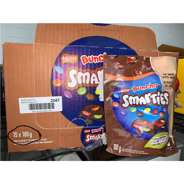CASE LOT -Â Nestle Buncha Smarties Mini Smarties in Chocolatey Pieces 15 x 180g