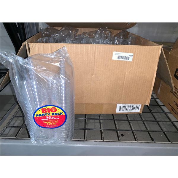 CASE LOT - Big Party Pack 5.5oz Plastic Wine Glasses ClearÂ  9 Packs x 32pcsÂ 