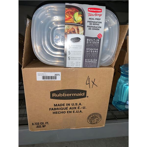 CASE LOT -Â Rubbermaid Take Alongs Meal Prep Divided Containers 5 x 4 packs