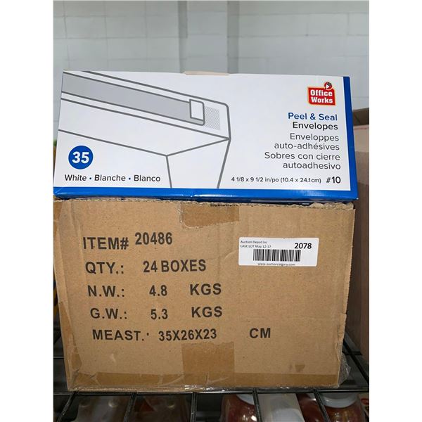 CASE LOT - Office Works Peel & amp; Seal Envelope 4Â  1/8& #34; x 9 1/2& #34;Â  24 Boxes of 35 White