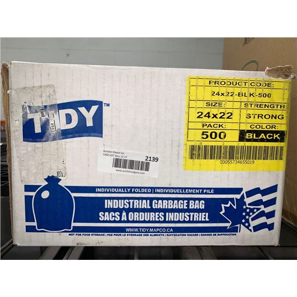 CASE LOT - Tidy Industrial Garbage Bags 24 x 22 Black Garbage Bags 500 CountÂ 