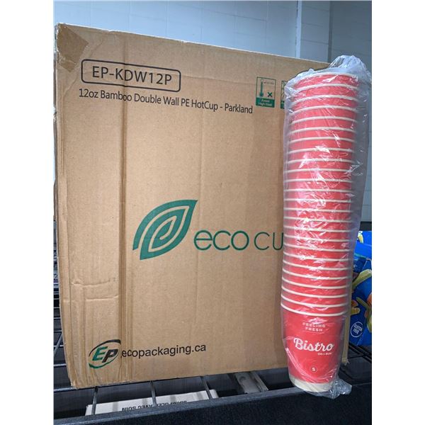 CASE LOT - Eco Cup 12oz Bamboo Double Wall PE Hot Cup 500pc